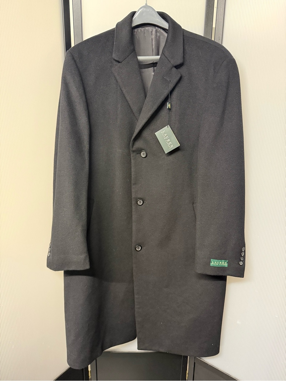 Ralph Lauren Black Wool Pea Coat - Men's Classic Overcoat